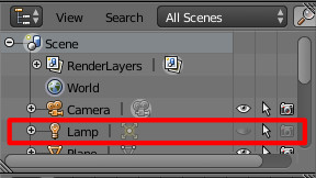 Lamp Location in Outliner Window