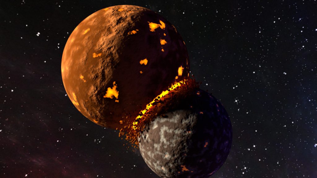 Blender Planets Colliding