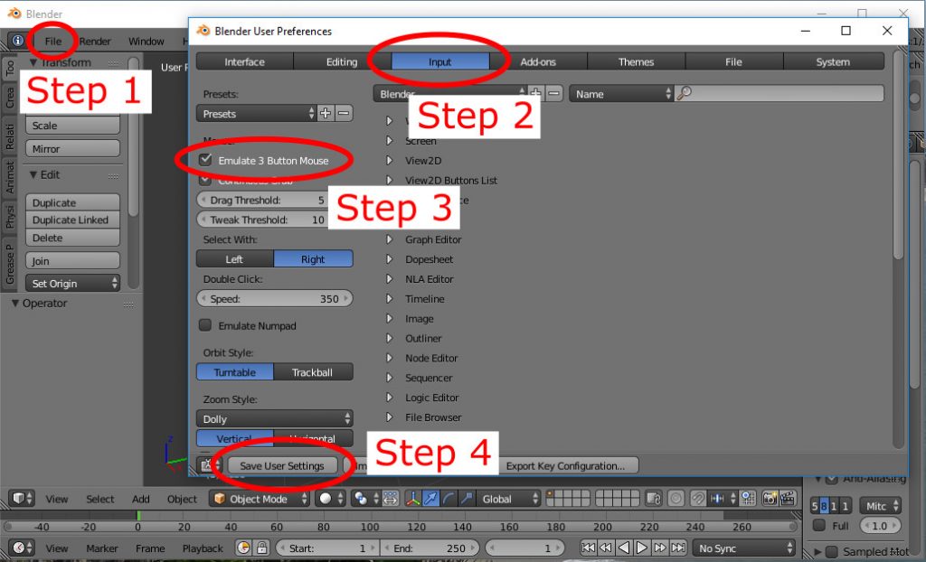 Steps to Enable 3 Button Mouse Emulation