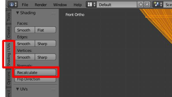 Location of Shading/UVs tab and Recalculate button